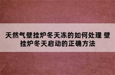 天然气壁挂炉冬天冻的如何处理 壁挂炉冬天启动的正确方法